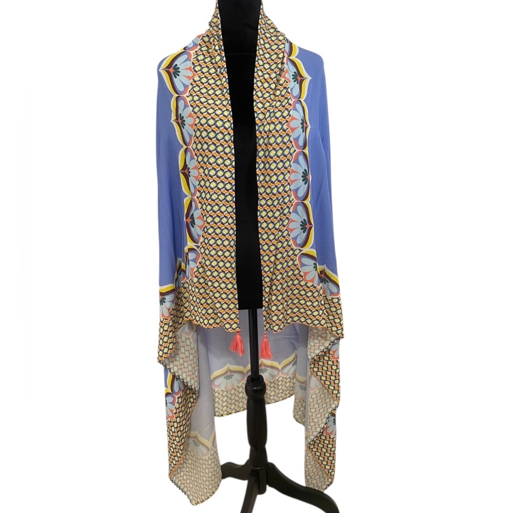 blue,Violet,floral print throw, shawl, boho, cape, beach,cover, cardigan, New - Picture 8 of 8